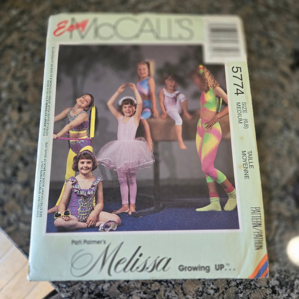 Vintage McCalls 5774 Girls Activewear Sewing Pattern Leotard Leggings Med 6-8
